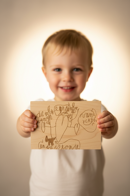Kindertekening op hout