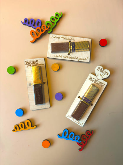 Merci juf - kaartje met chocolade