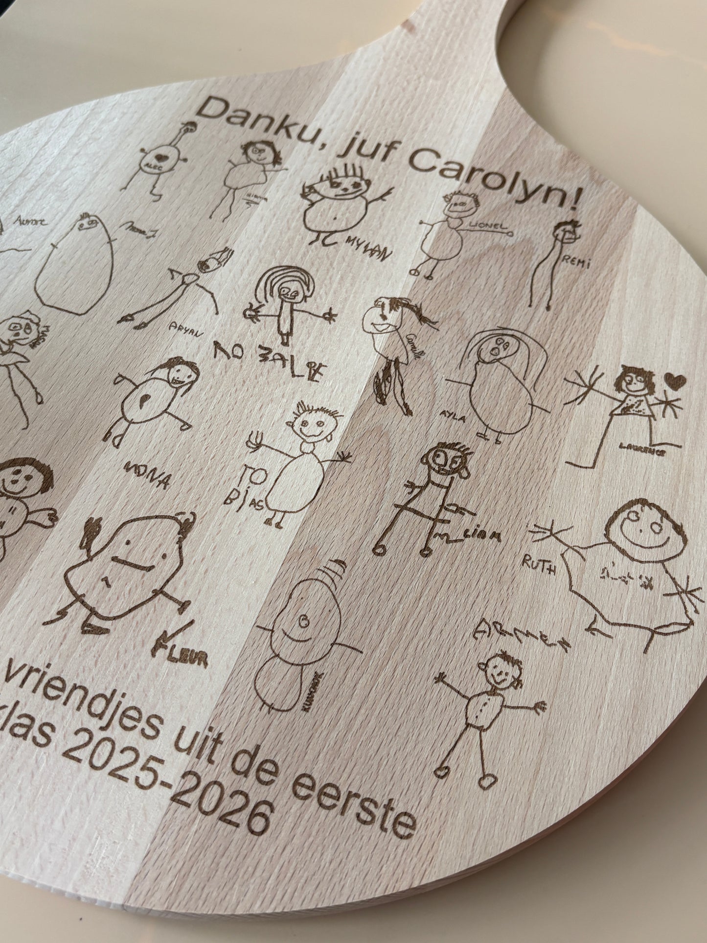 Borrelplank voor de juf of meester - met tekeningen