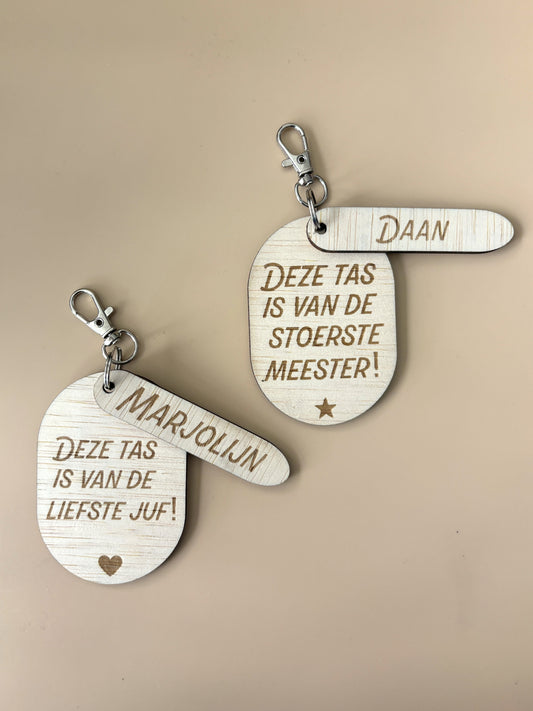 Juf of meester sleutelhanger