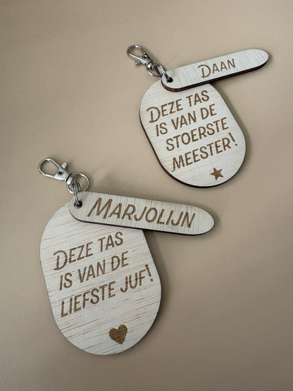 Juf of meester sleutelhanger