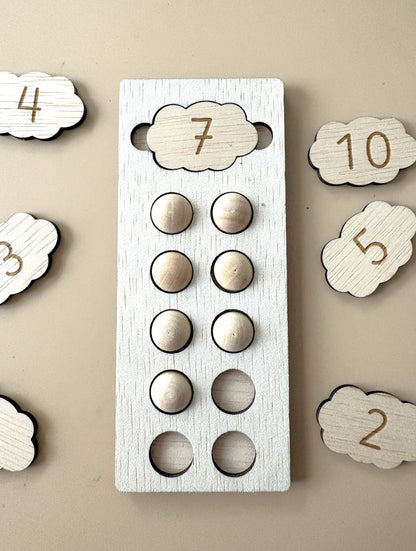 Montessori houten tienframe wolkje