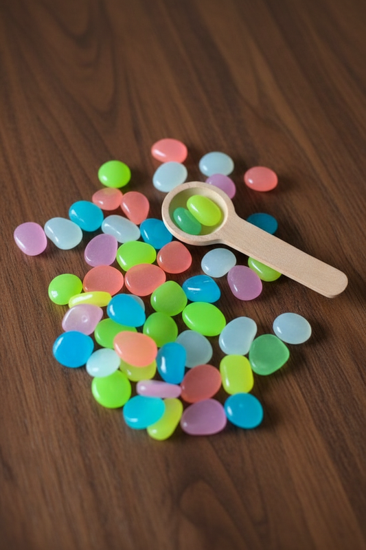 Glow in the dark steentjes met lepel