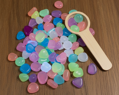 Glow in the dark steentjes met lepel