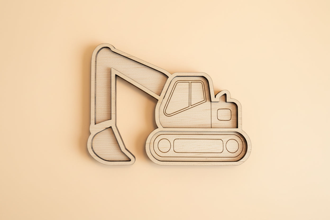 Vulvorm graafmachine van hout - Flint&Fonkel