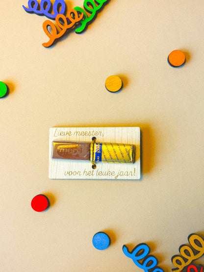 Merci juf - kaartje met chocolade