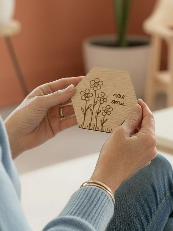 Kindertekening op hout
